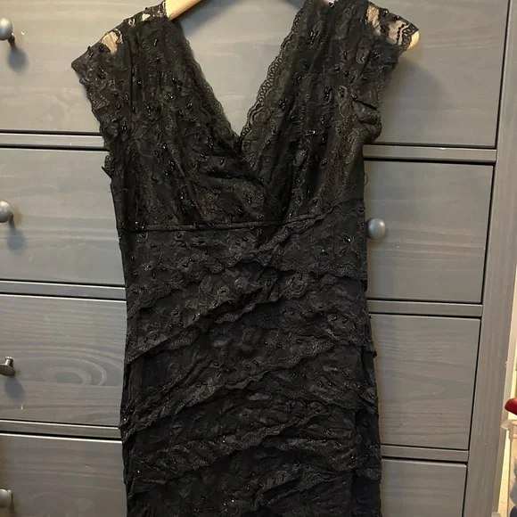 marina black sequin dress Marina Black Sequin Mock Mini Dress 8 US